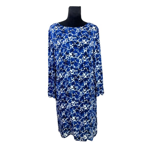 J.Crew Mercantile Size L Blue Floral Shift Dress - Picture 1 of 9